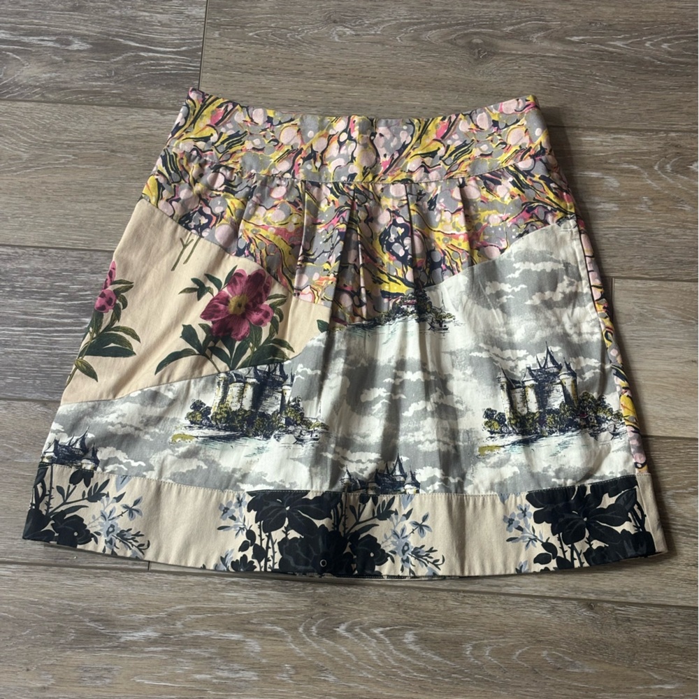 Leifnotes Skirt Sz 4 Anthropologie Flora Fortress Mini Lined Pockets Boho Preppy
